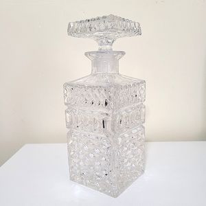 *CLEARANCE* Vintage Lead Crystal Liquor Decanter, Square Cut Crystal